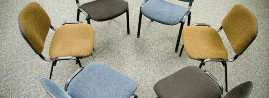 Chairs in a circle for a meeting